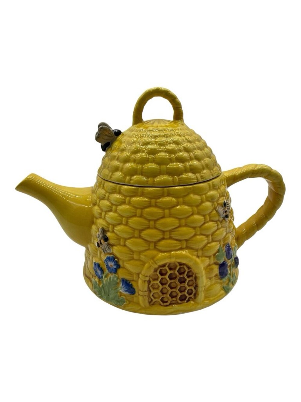 KATE WILLIAMS Global Design Connections Yellow Basketweave Beehive Teapot - HTF